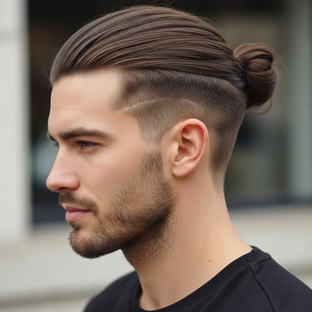 Low Bun with Side Part