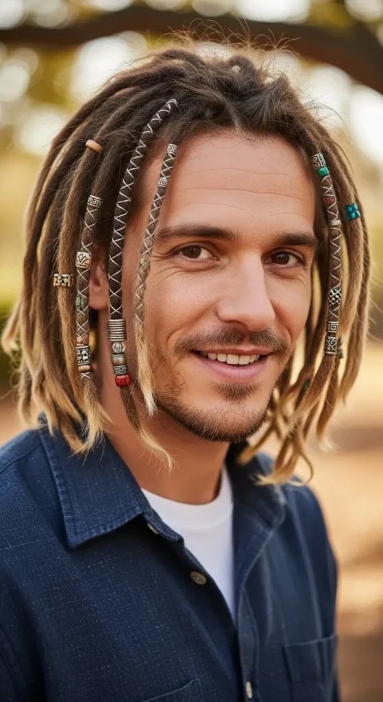 Shoulder-Length Dreads with Beads