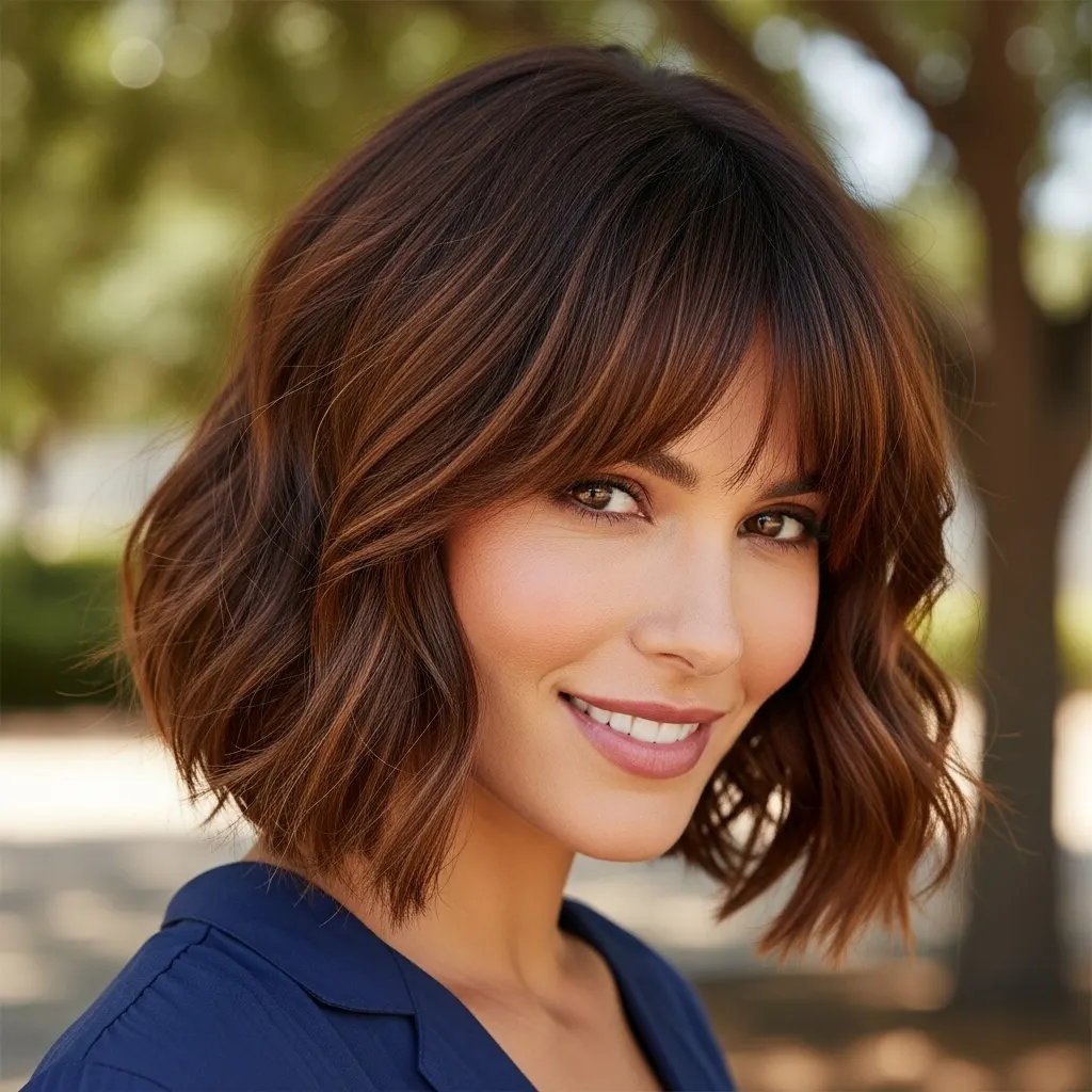 Wavy Bob with Bangs