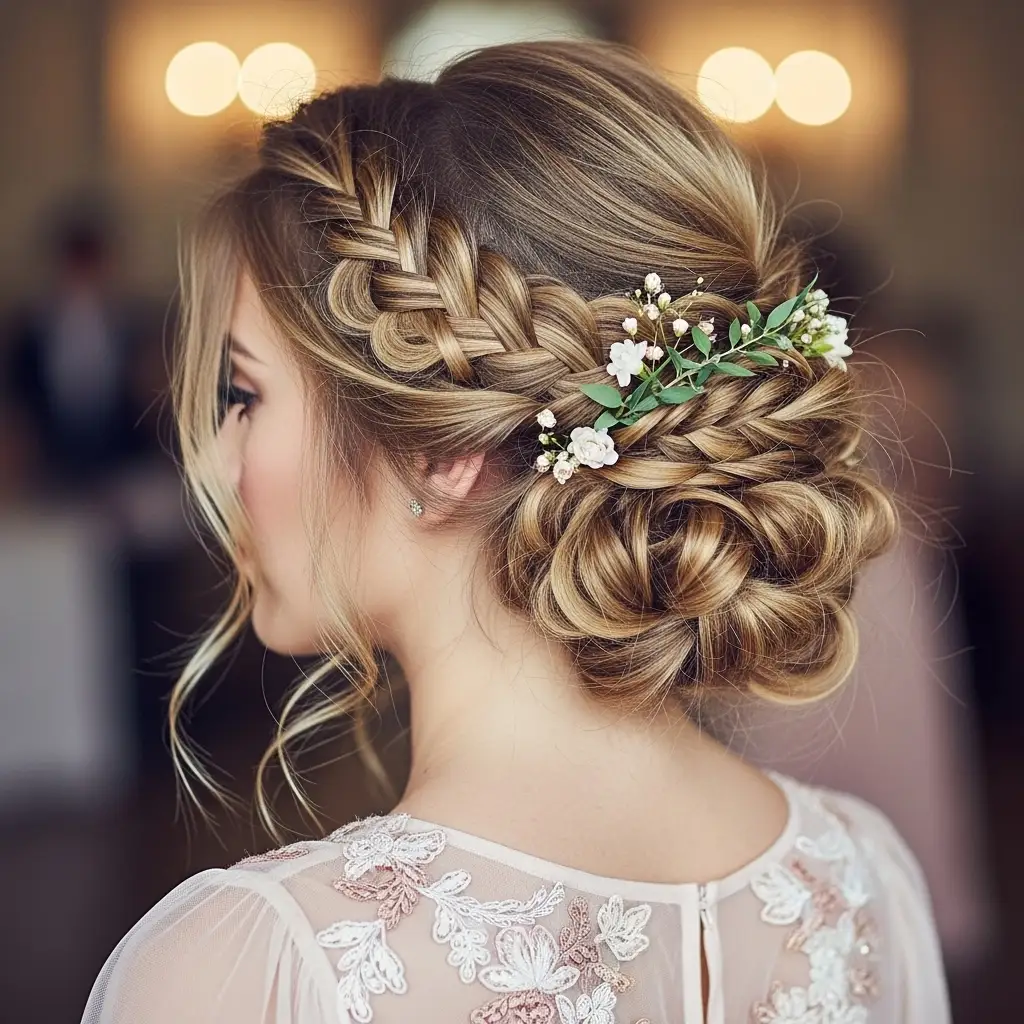 Boho-Inspired Braided Updo – Carefree Yet Glamorous