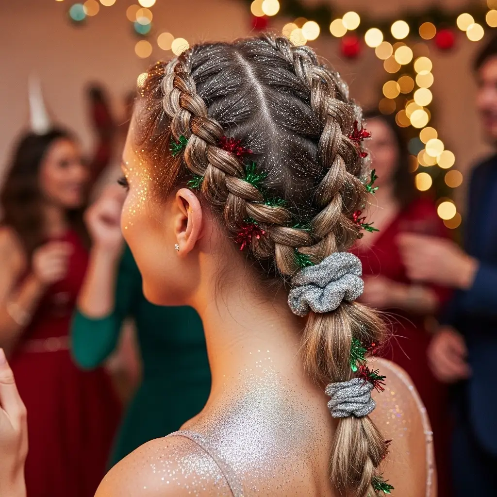 Braided Ponytail with Glitter Spray