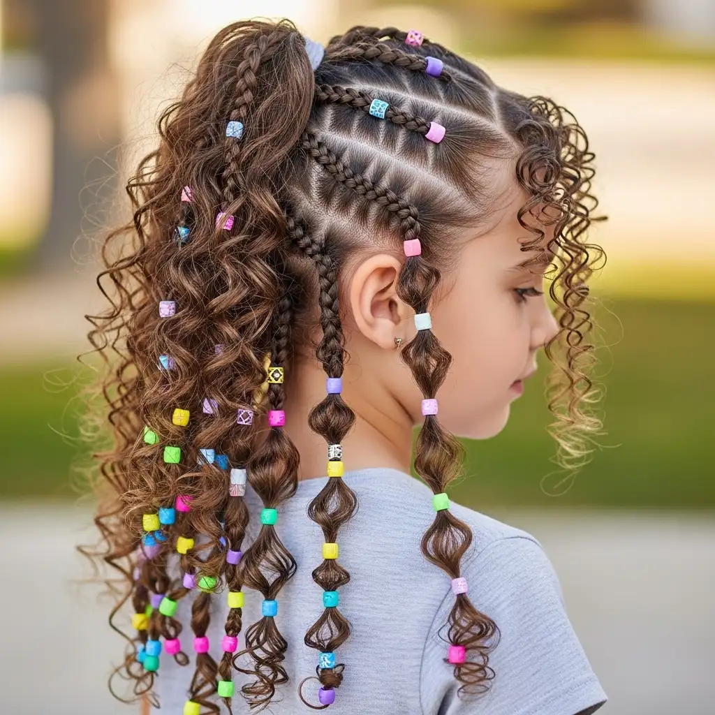 Braided Ponytails with Beads