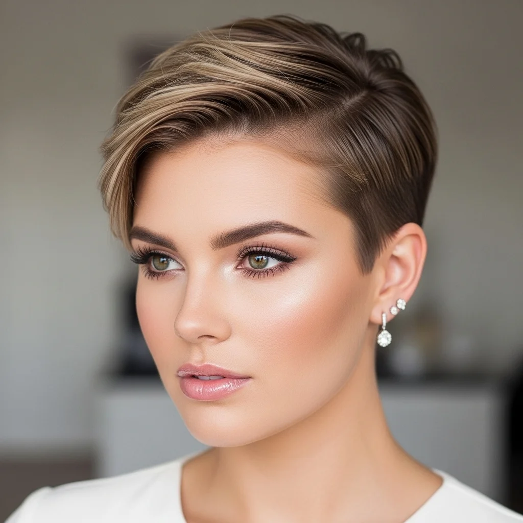 Buzz Cut with Feminine Flair