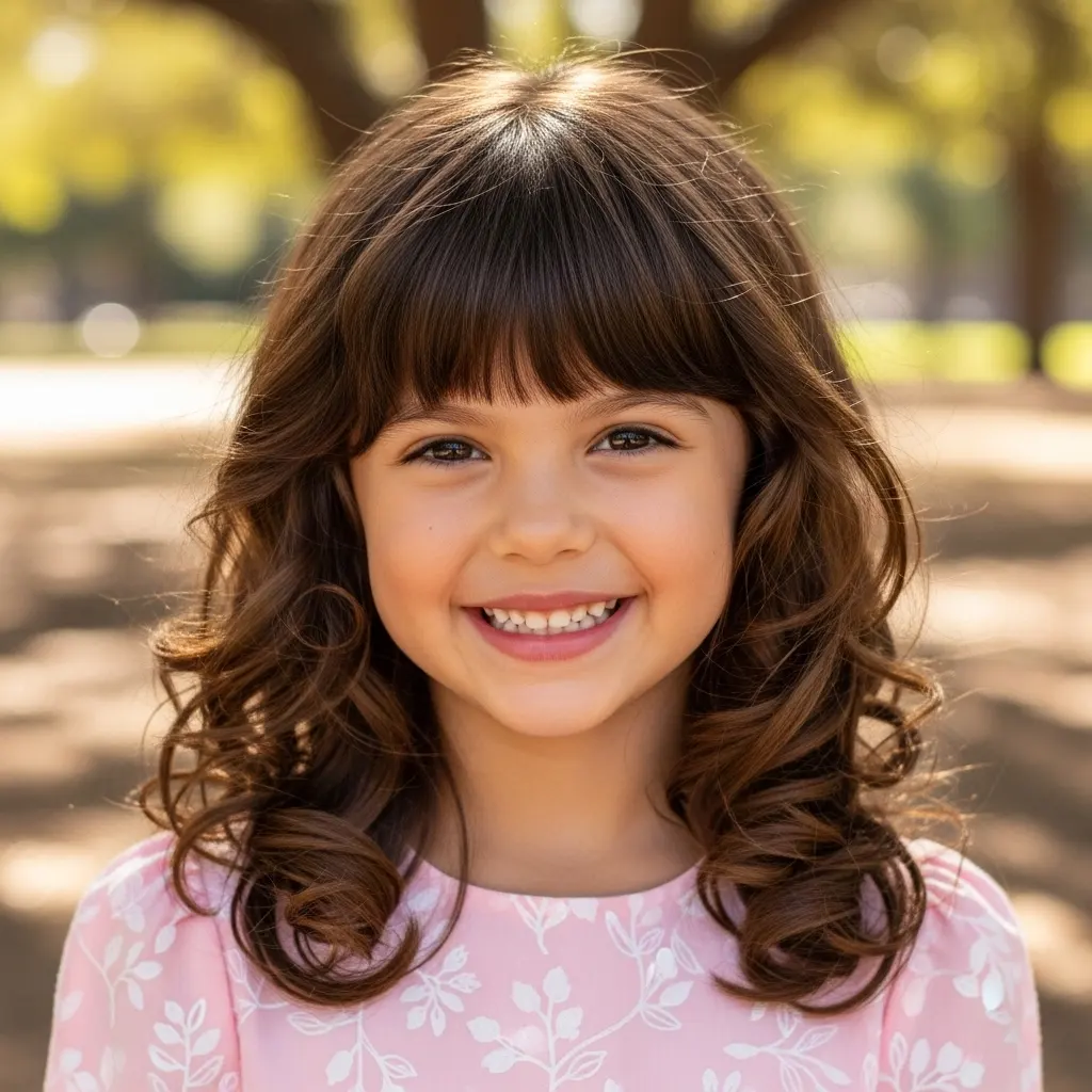 Curly Layers with Bangs