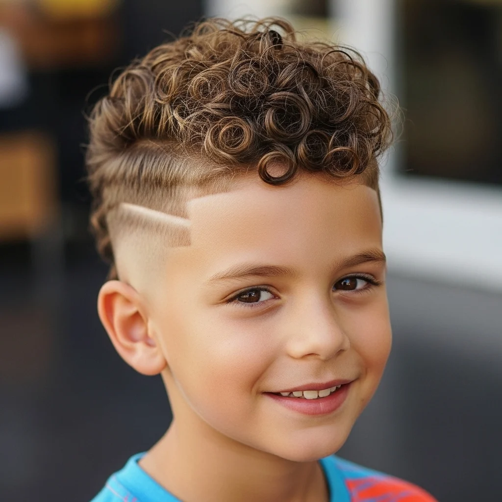 Curly Mohawk with Low Fade