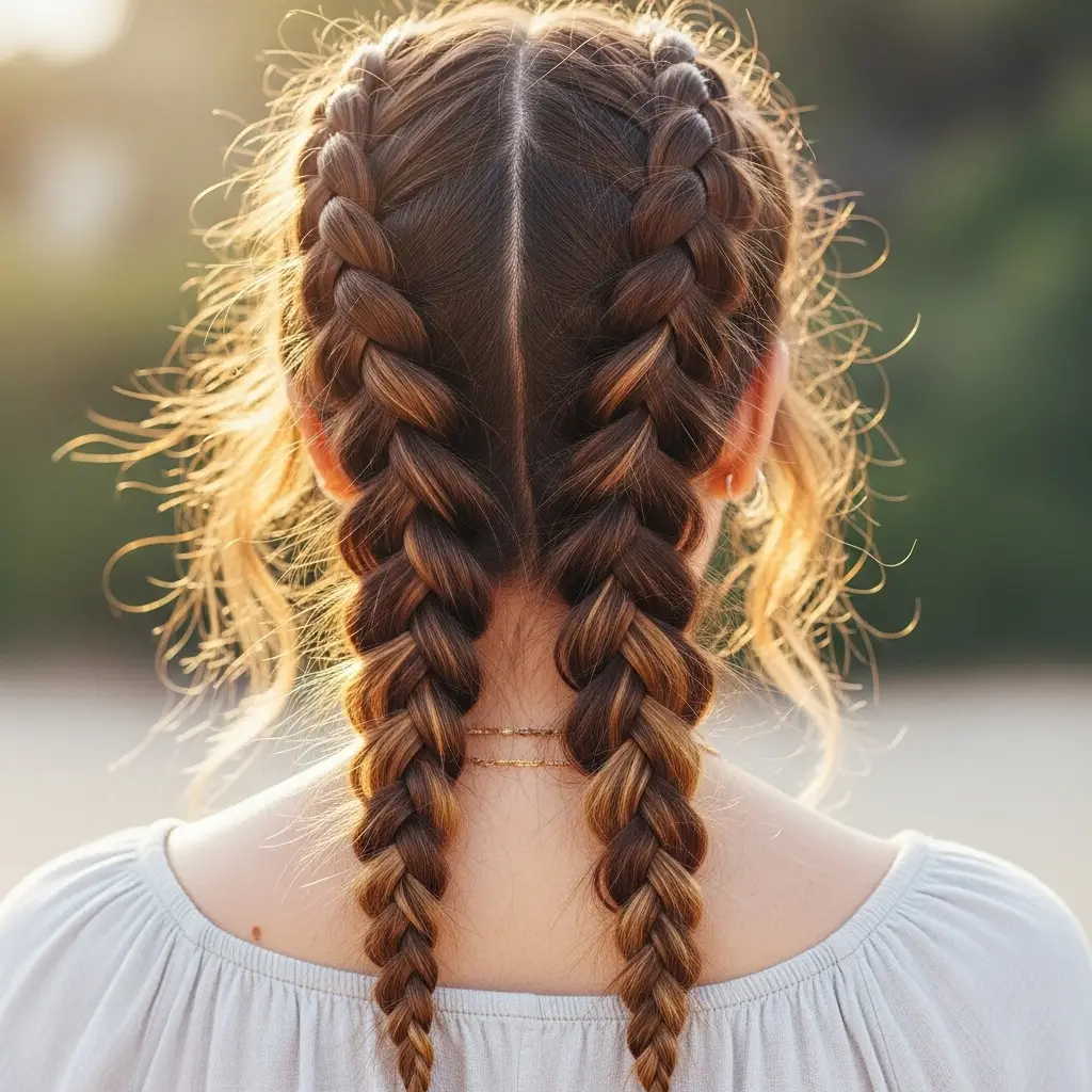 Double Messy French Braids