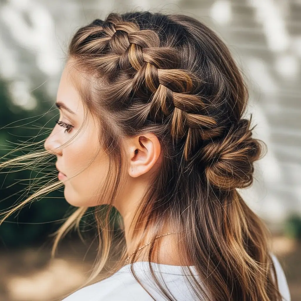 Half-Up Messy French Braid