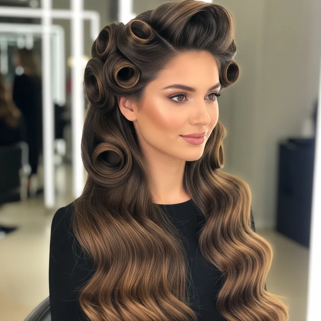 Long Hair with Side Rolls