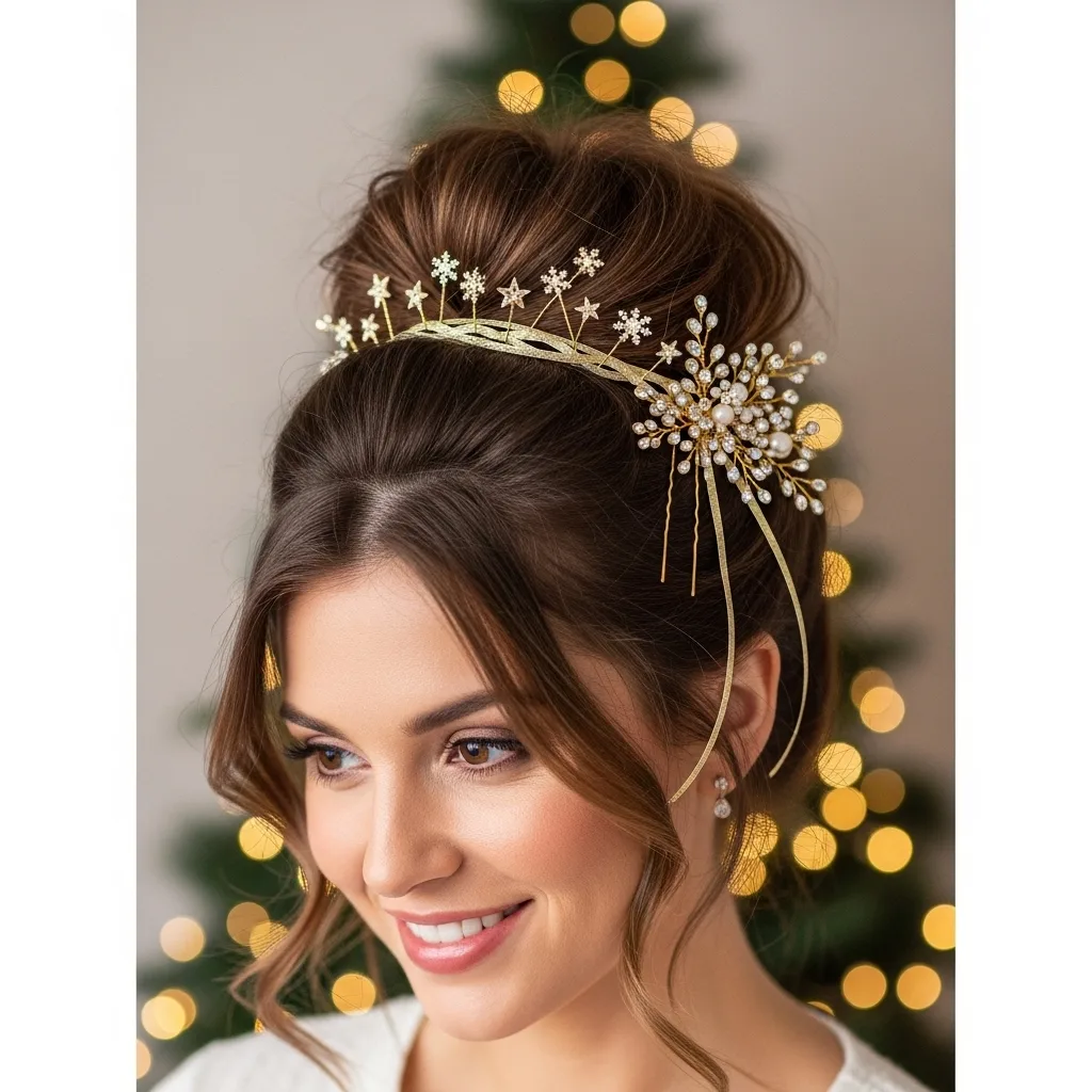 Messy Bun with Gold Accessories