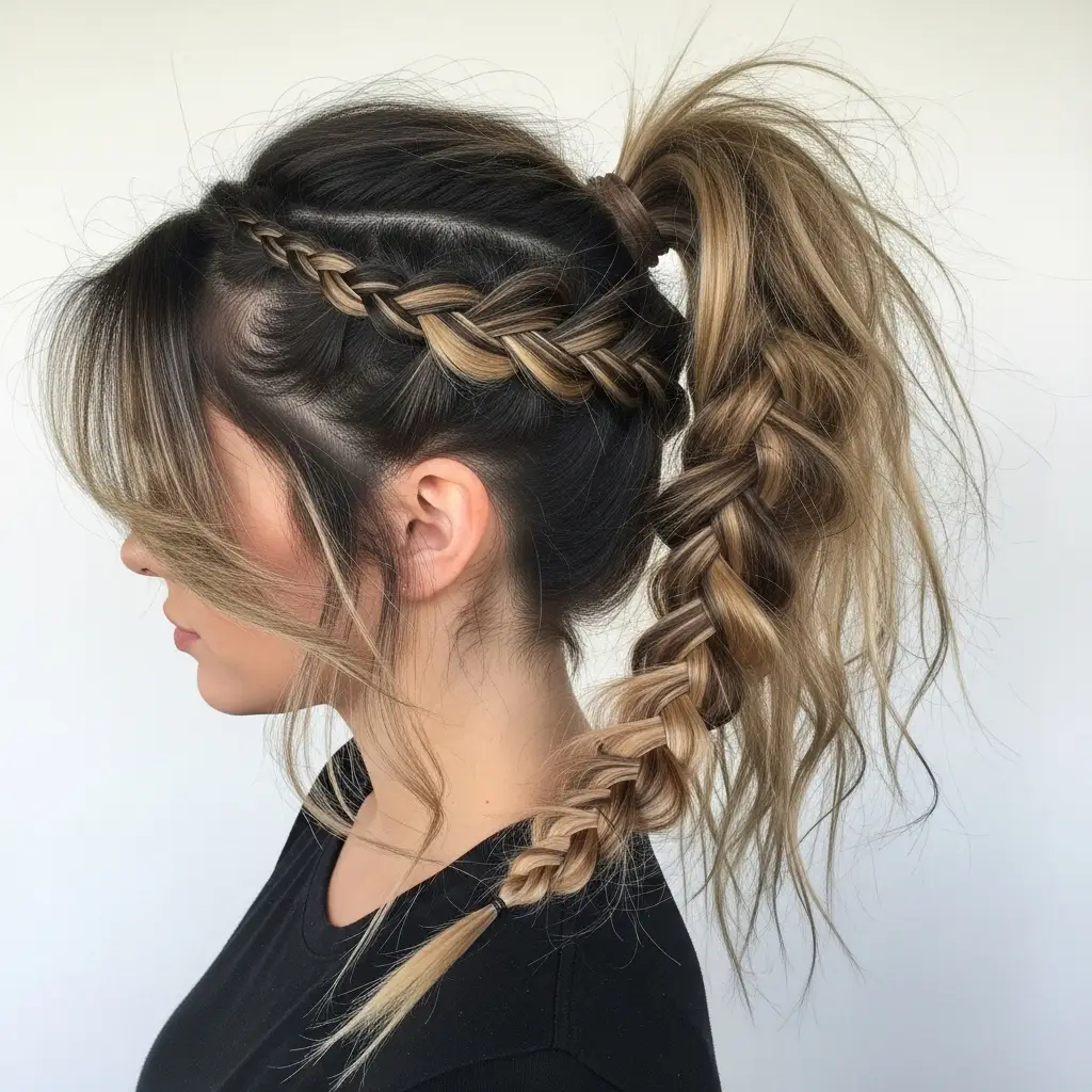 Messy French Braid Ponytail