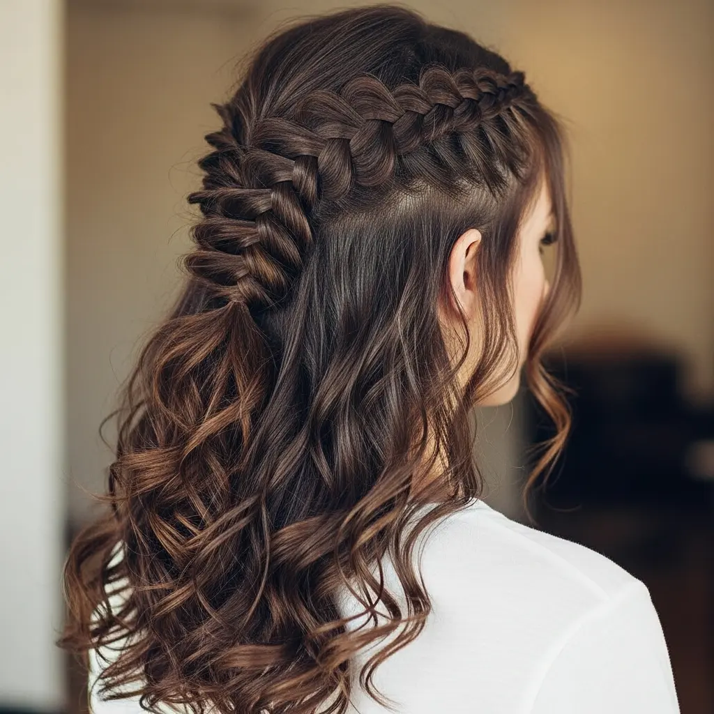 Messy French Braid with Curls