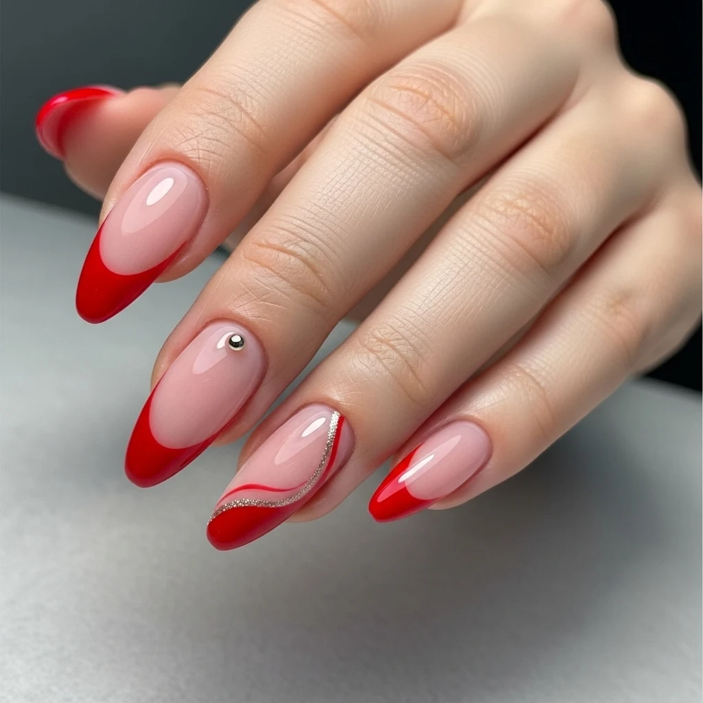 Red French Tips with a Twist