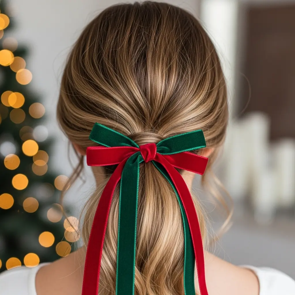 Textured Ponytail with Ribbon