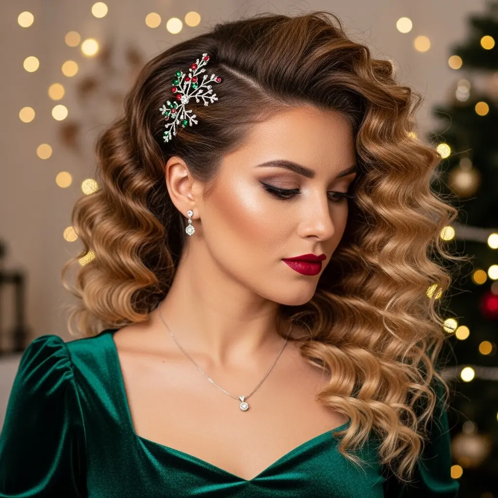 Voluminous Curls with Highlights