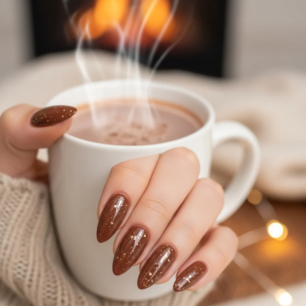 Warm Cocoa Almond Nails