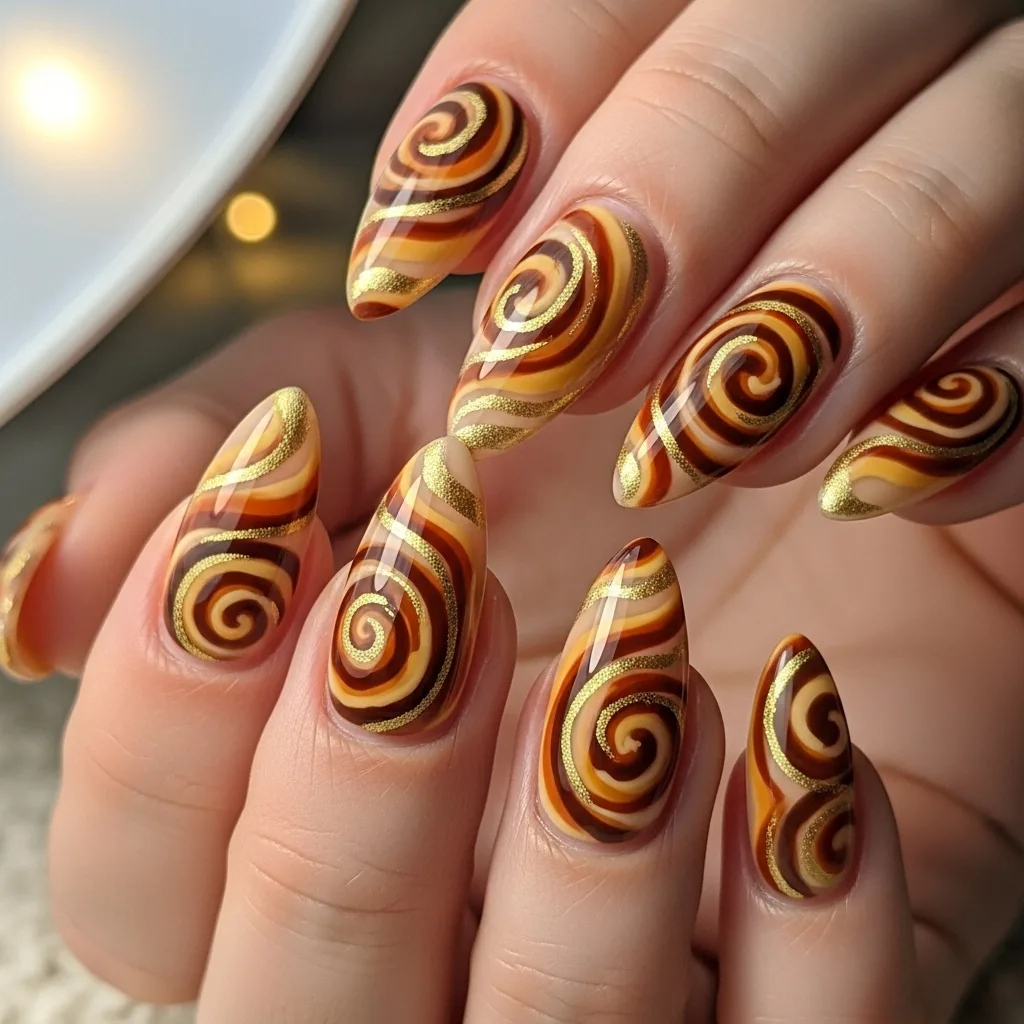 Cinnamon Swirl Nails
