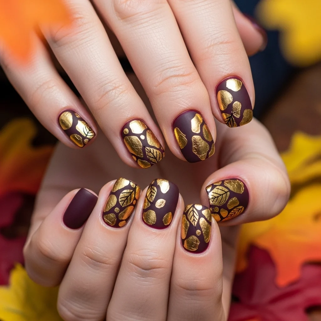 Gold Foil Fall Nails