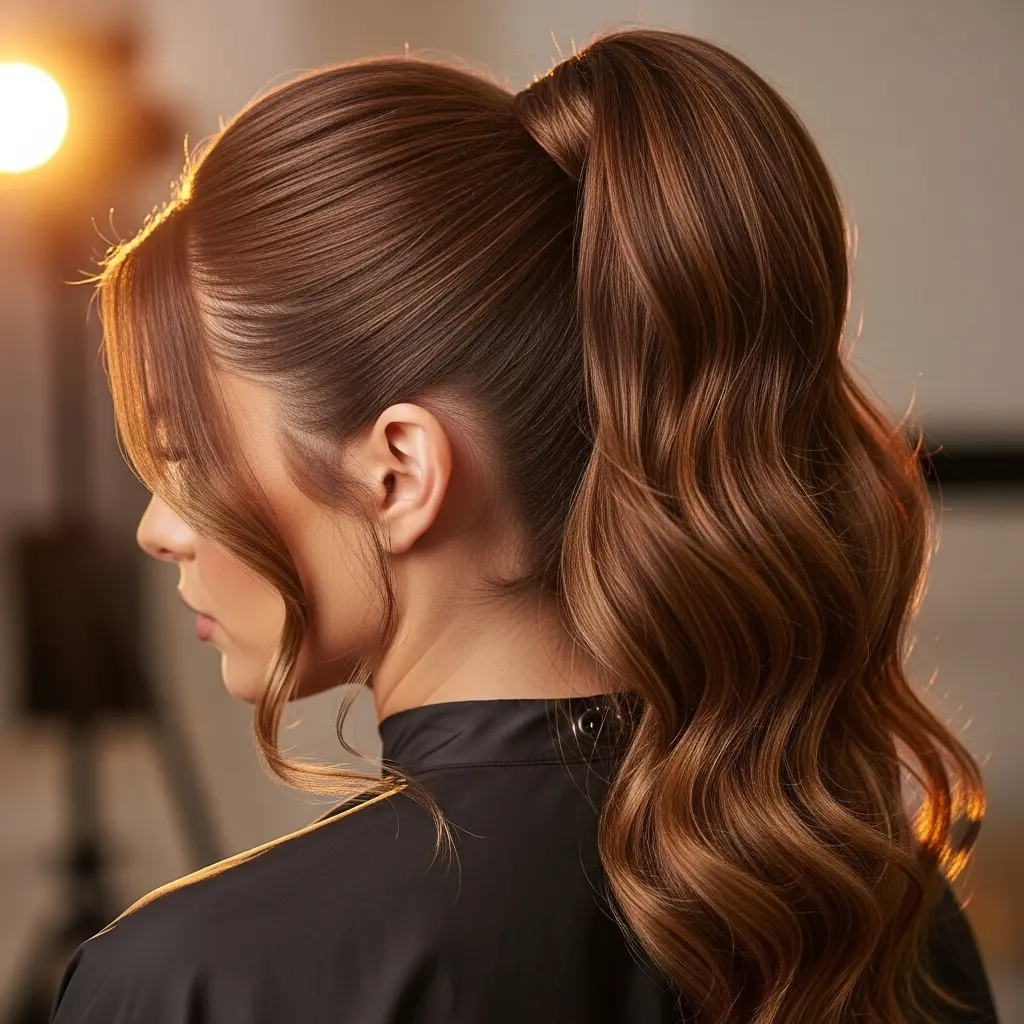 High Ponytail with Waves
