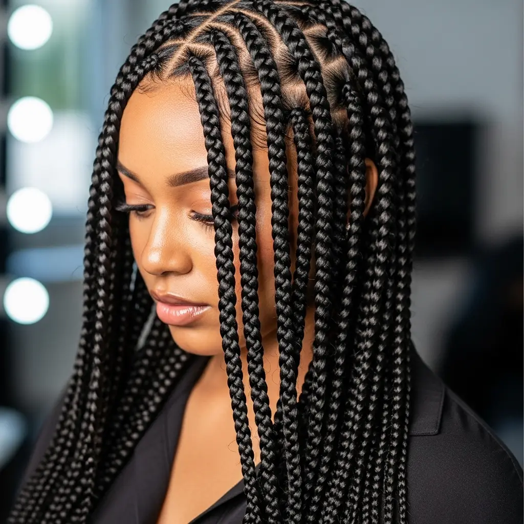 Jumbo Box Braids with Glossy Finish