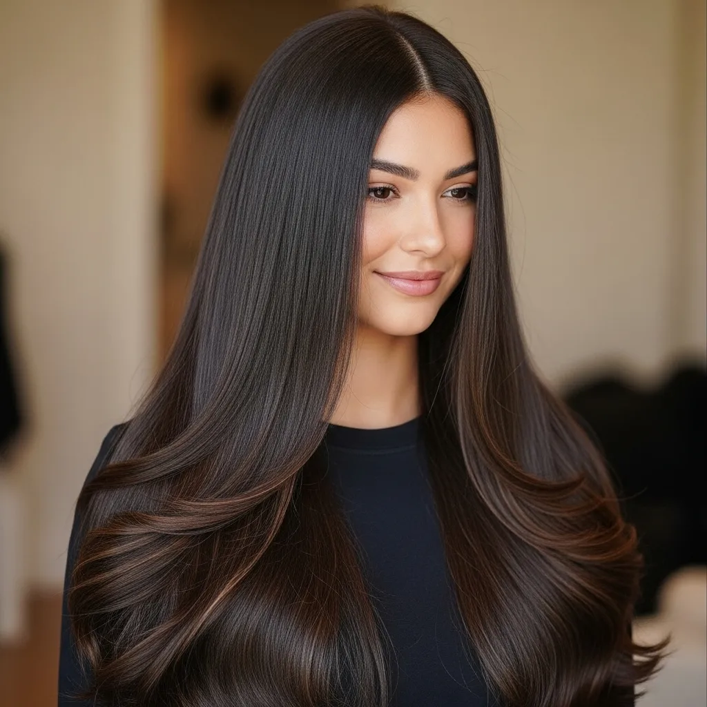Long Straight Hair with a Middle Part