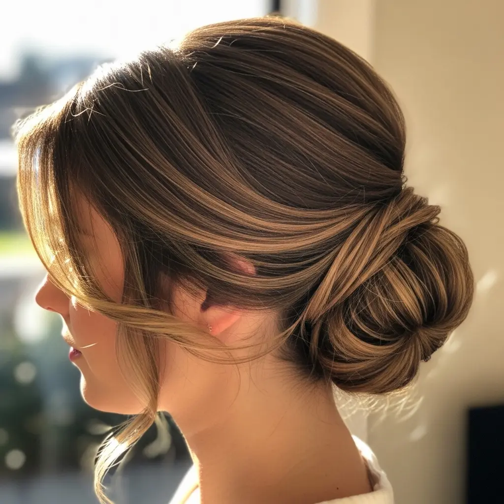 Low Bun with Soft Strands