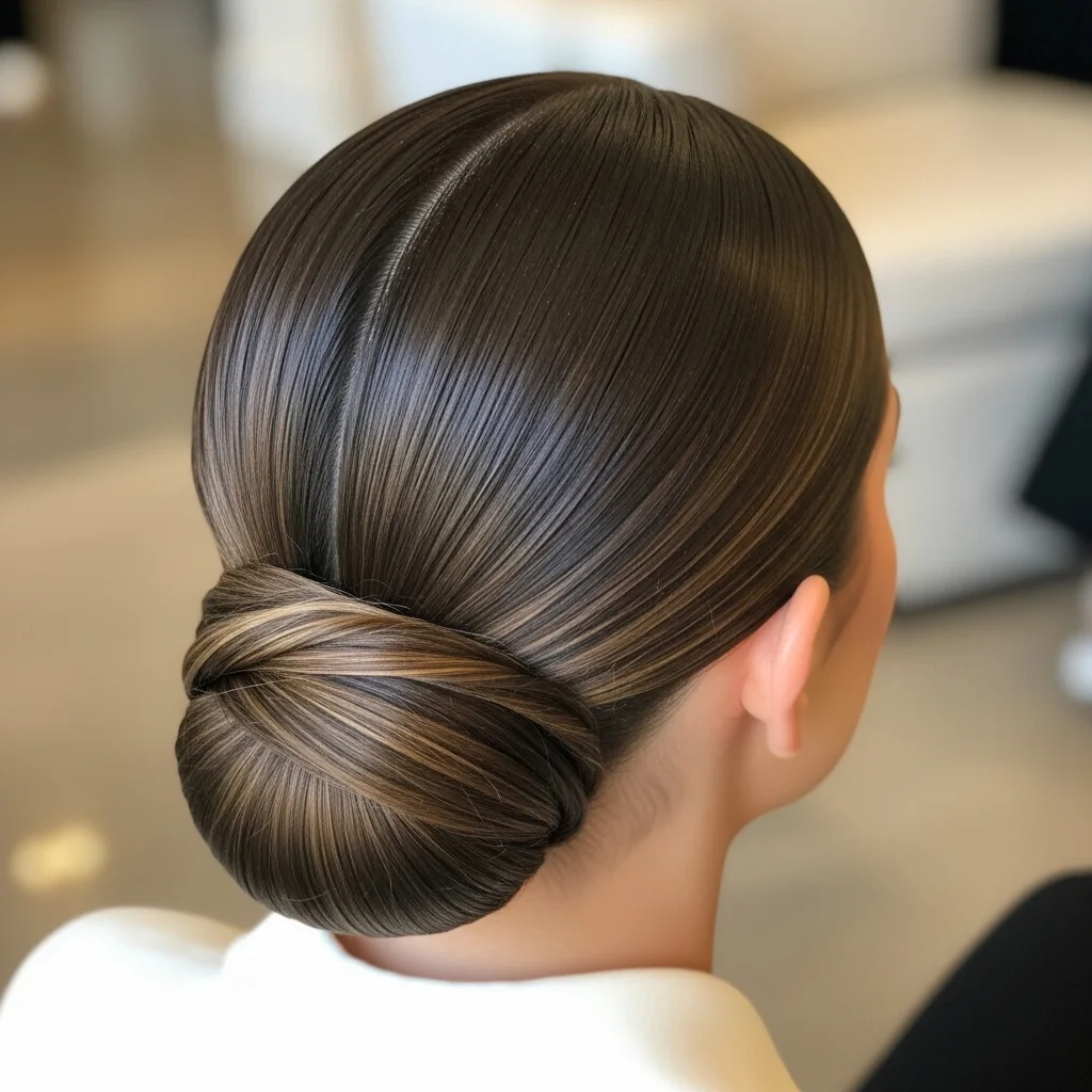 Low Bun with a Middle Part