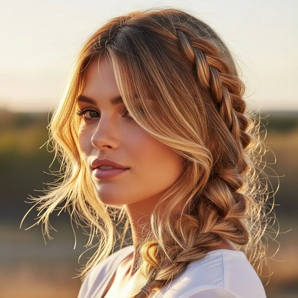 Low Loose Braid with Face-Framing Layers