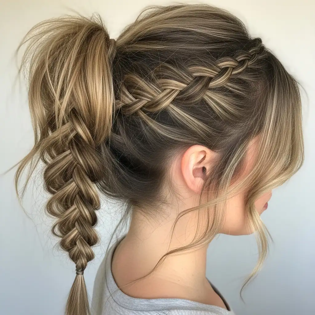 Messy Braided Ponytail for All Hair Lengths