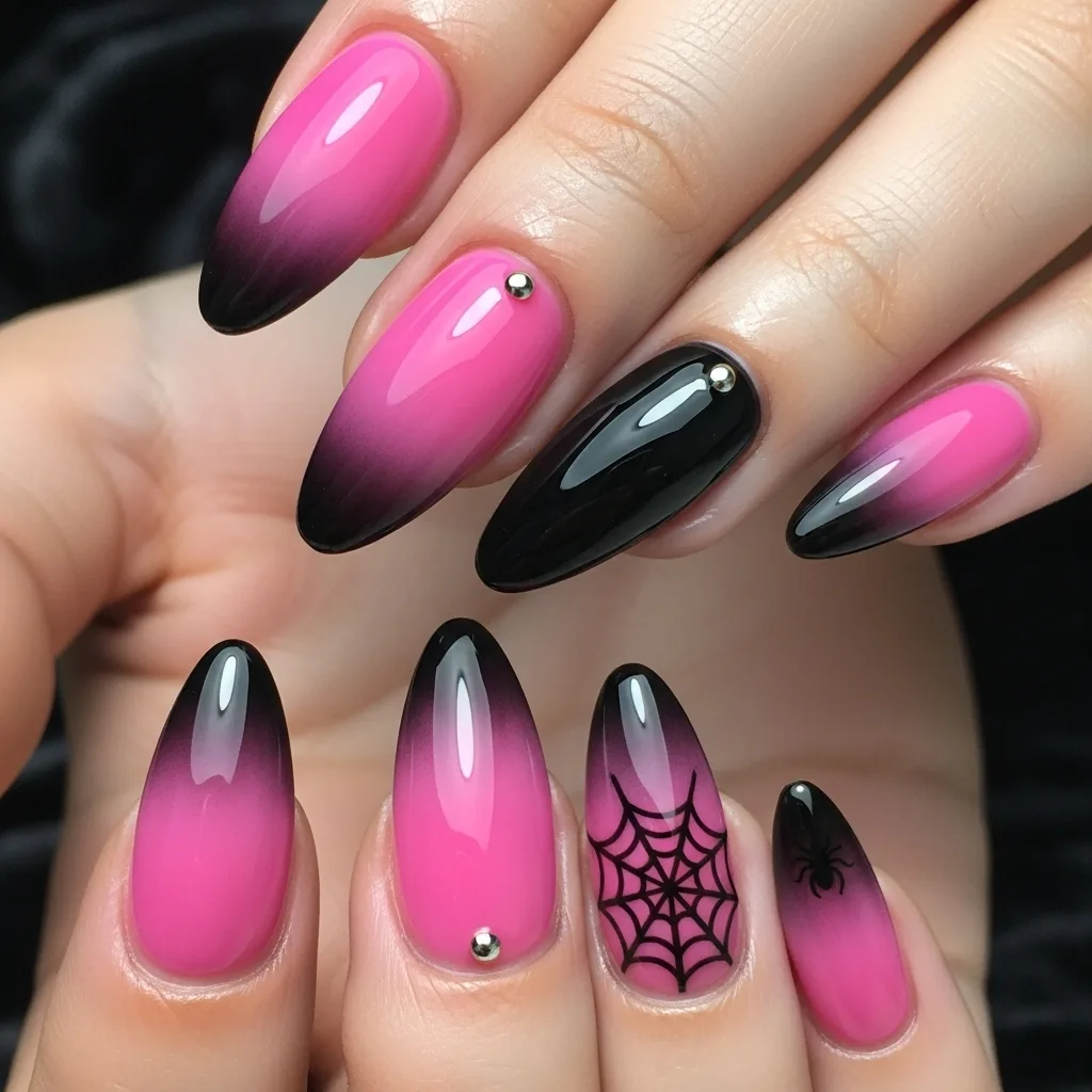 Pink Ombre with Shadowed Black Tips