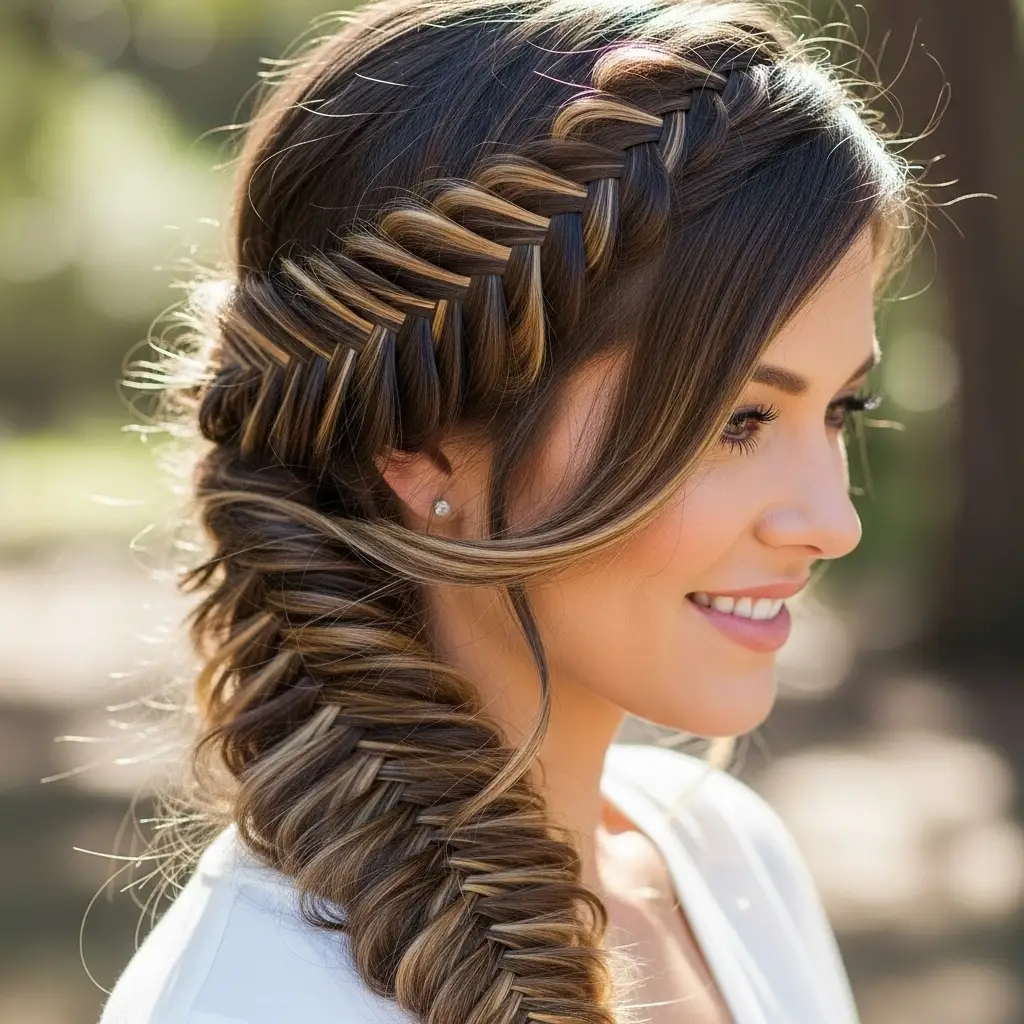 Side-Swept Fishtail Braid