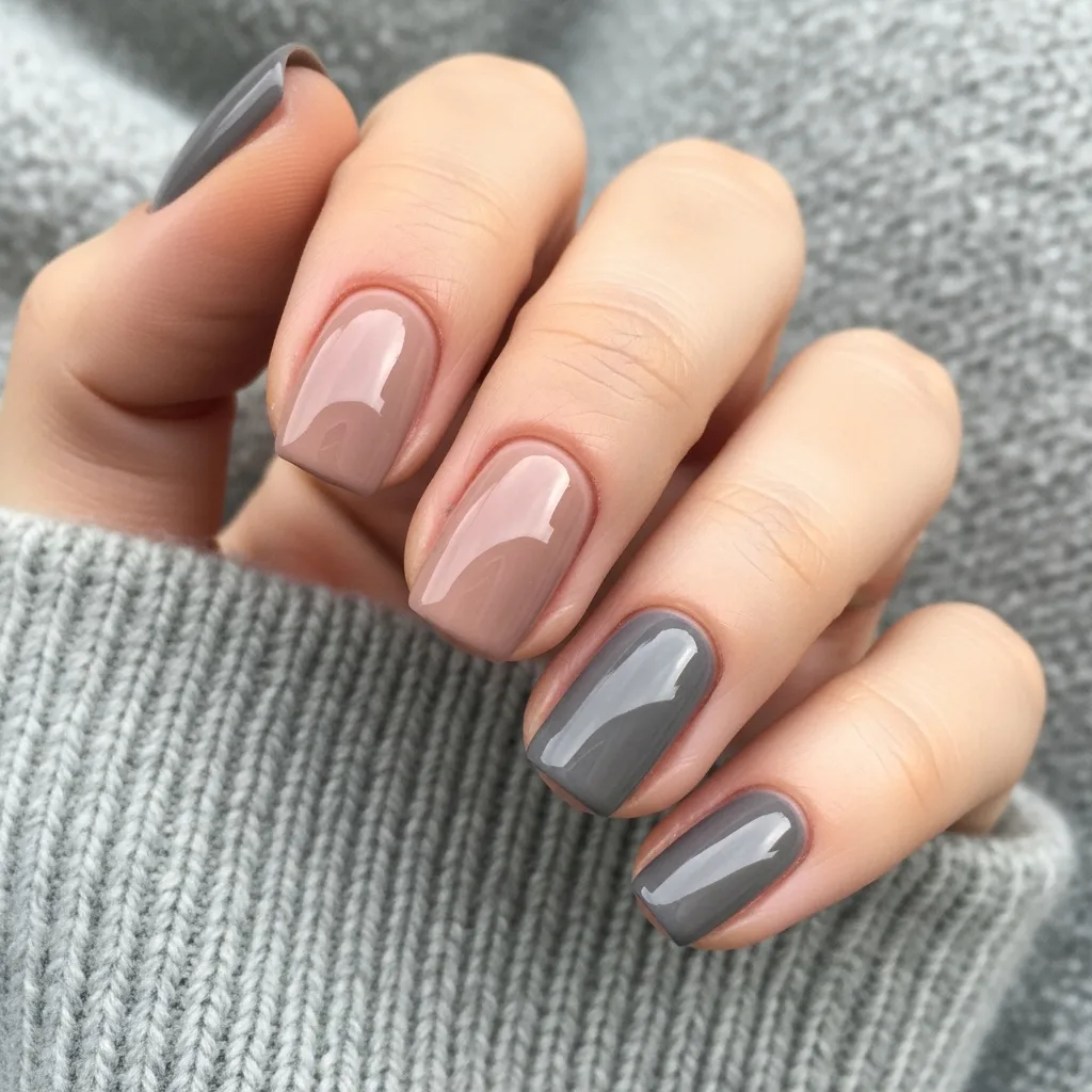 Taupe and Gray Shades Nails