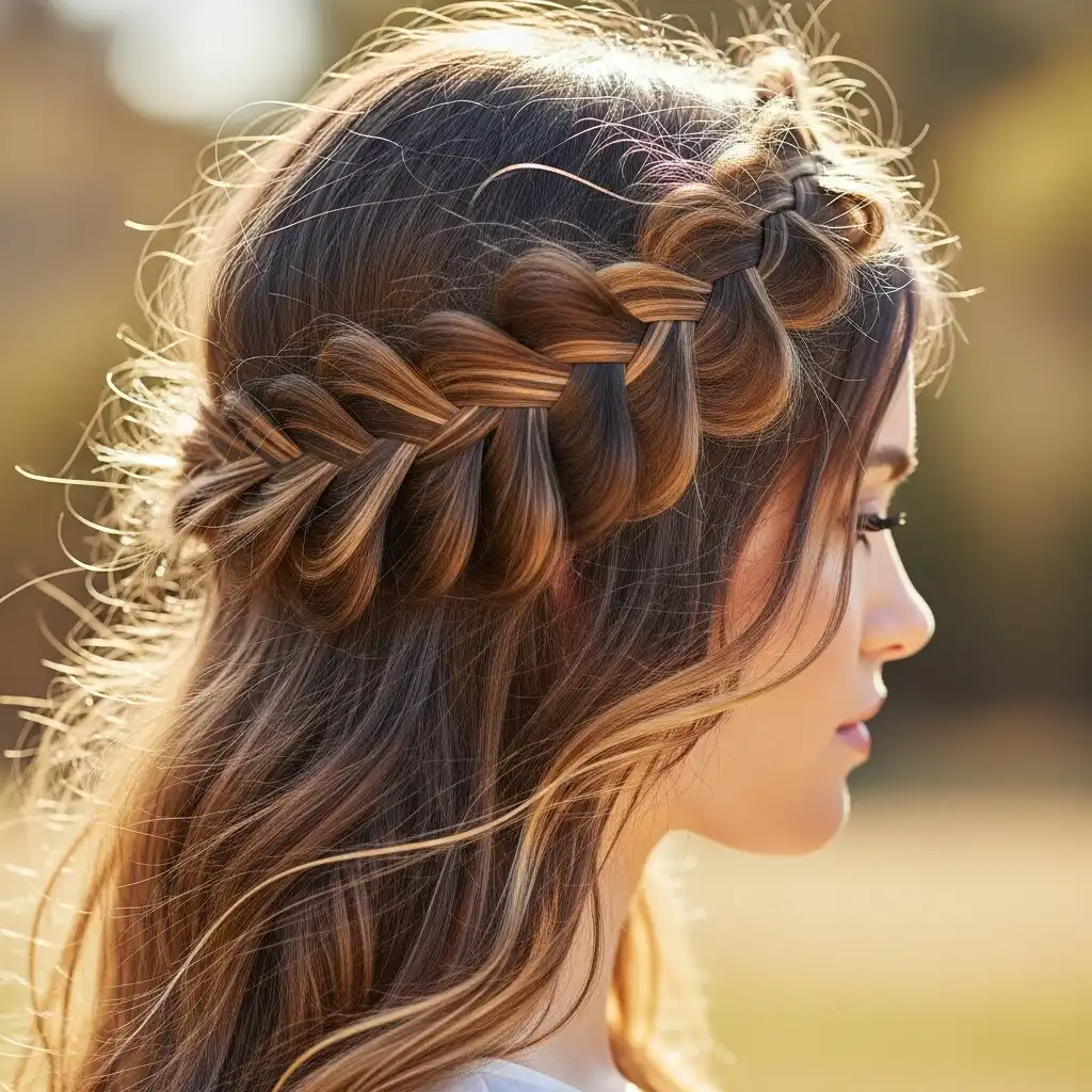 Twisted Crown Braid with Loose Texture