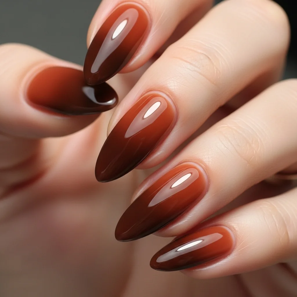Warm Brown Gradient Nails