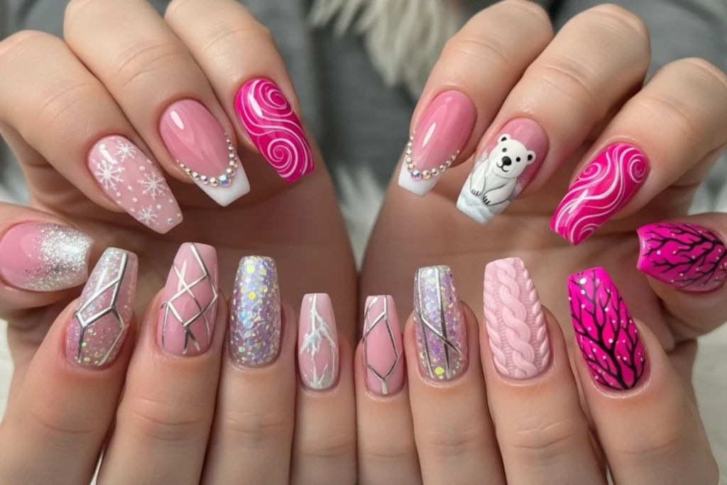 Pink Winter Nail Designs