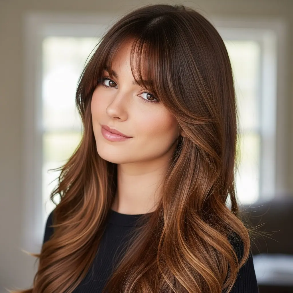 Long Hair with Bottleneck Bangs