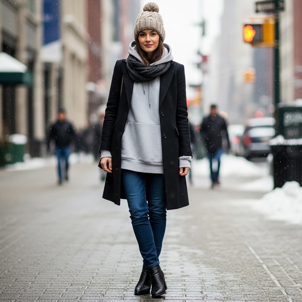 Hoodie with a Structured Coat