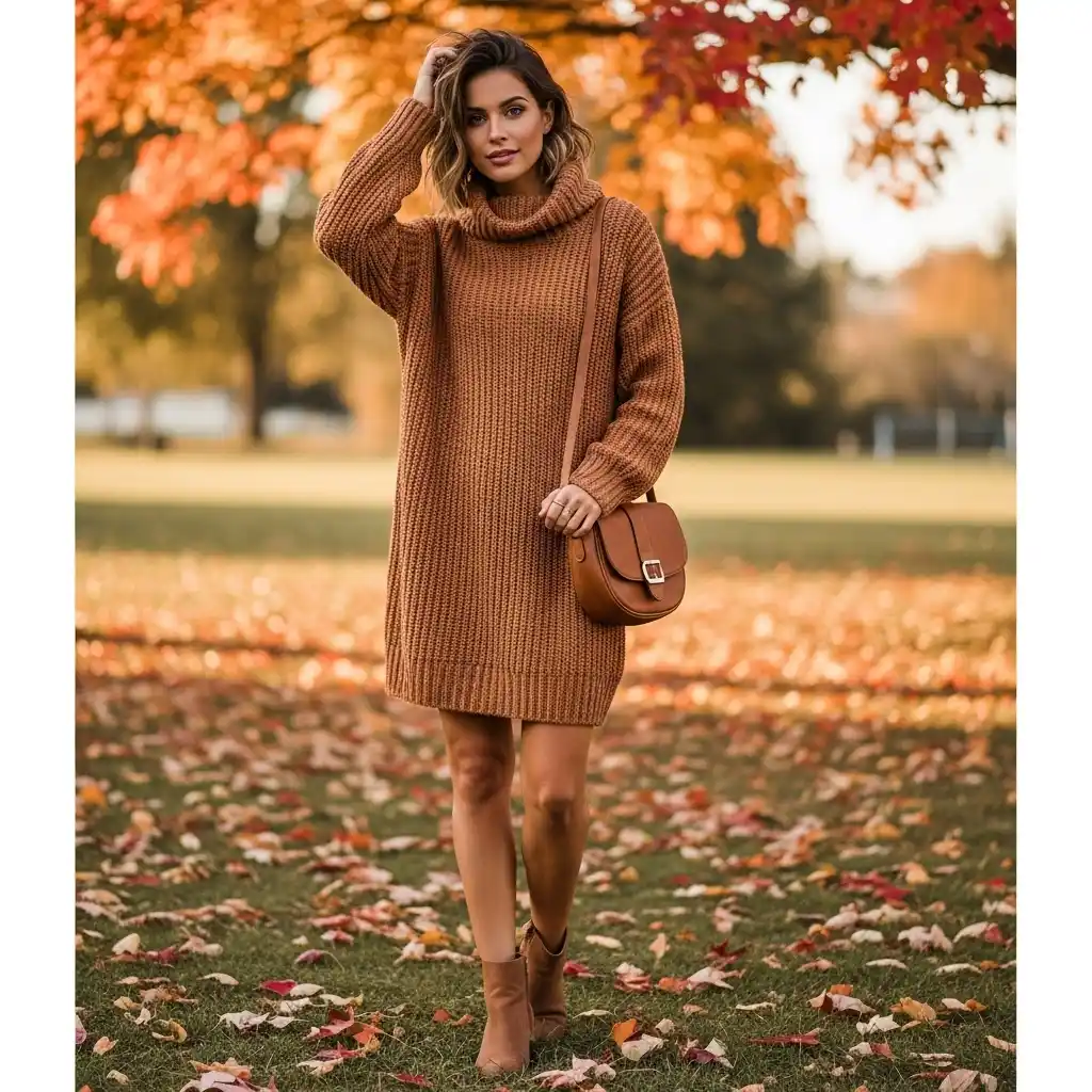 Sweater Dress with a Slightly Oversized Fit