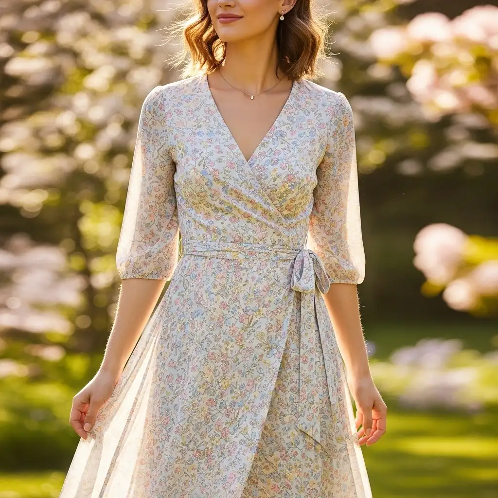 Wrap Dress with Soft Patterns