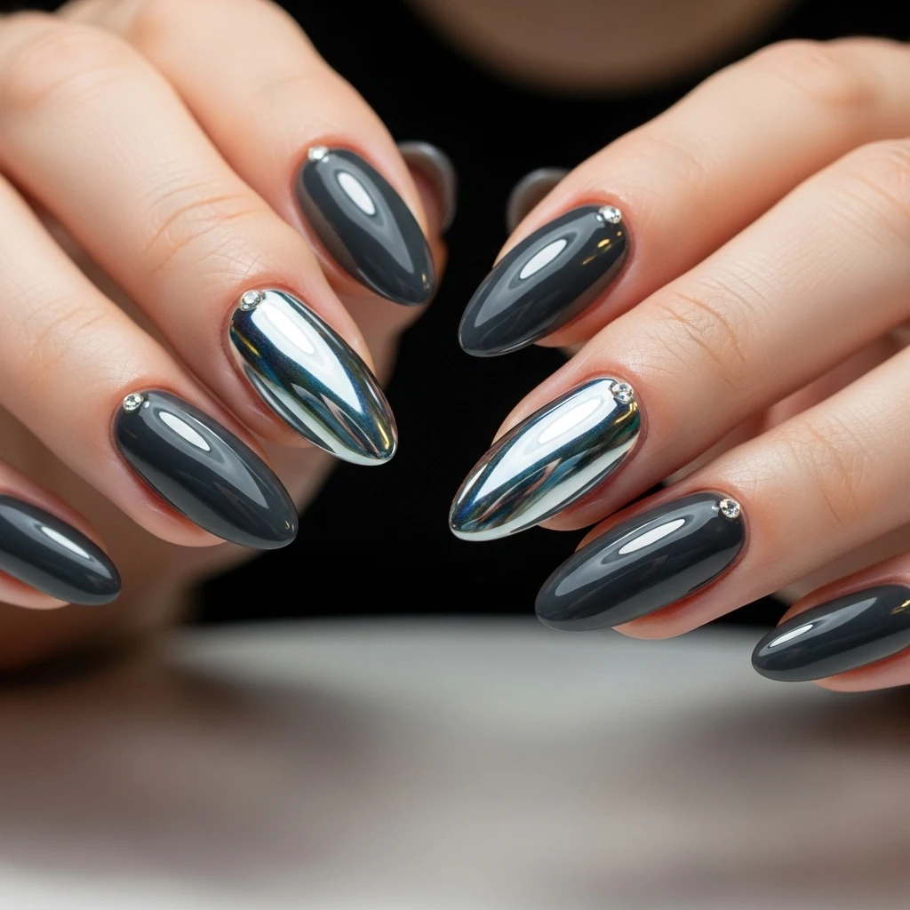 Chrome Accent Nails