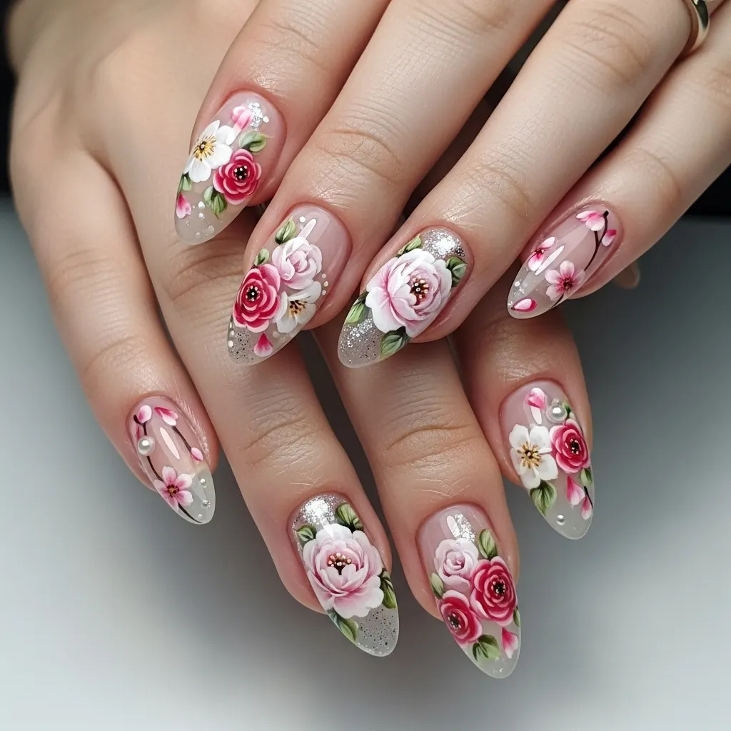 Floral Designs for Romantic Nails