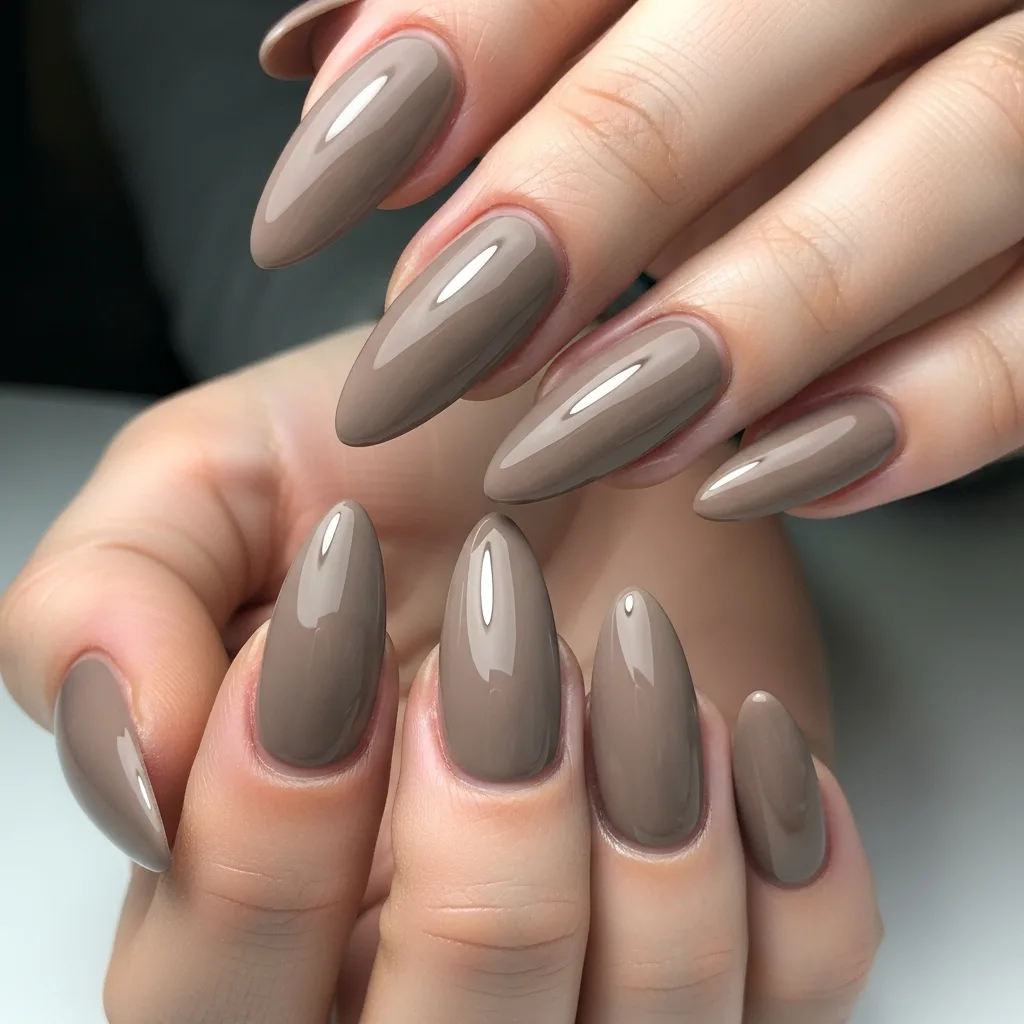 Glossy Neutral Long Nails
