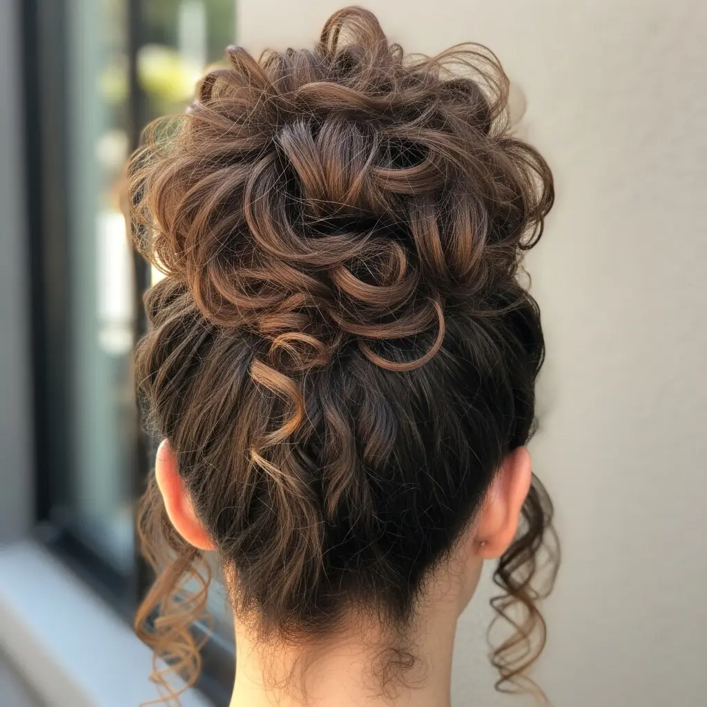 High Curly Bun