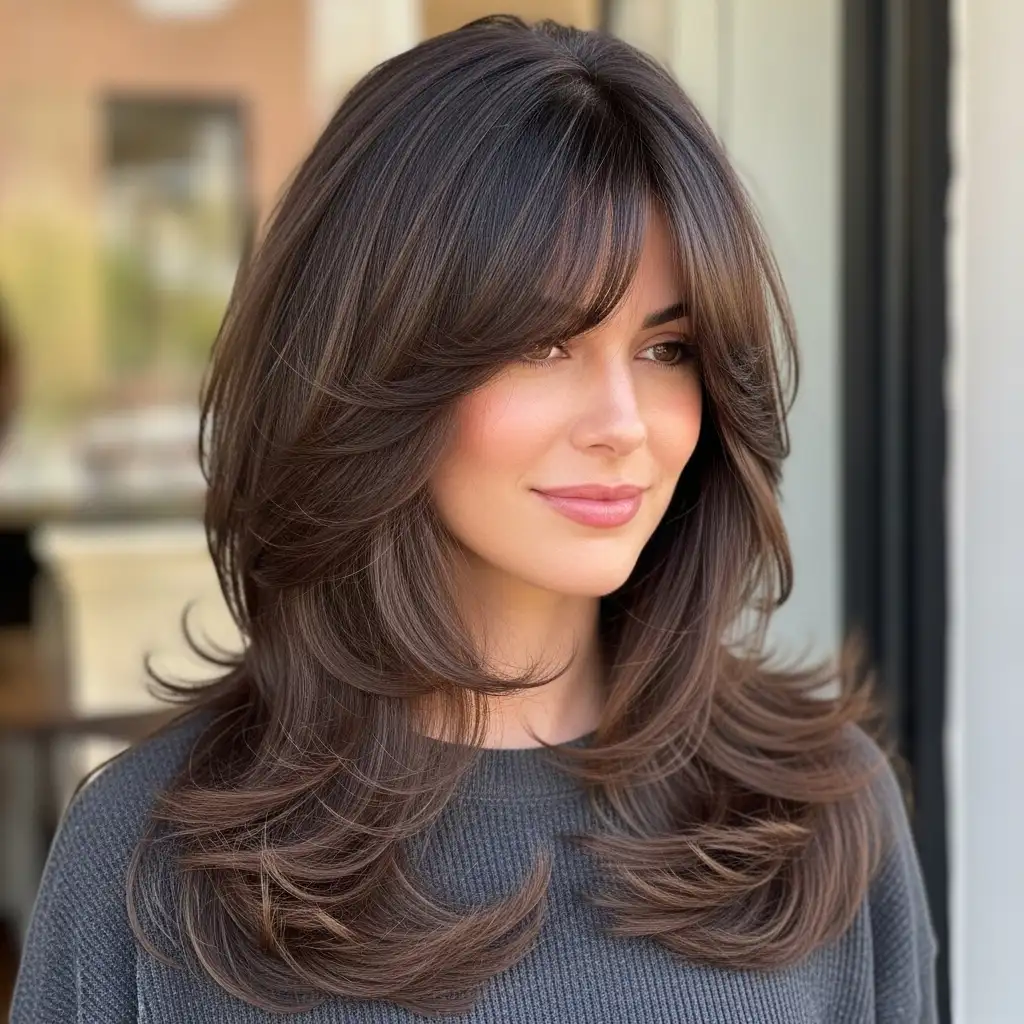Long Hair with Layered Bangs and Volume