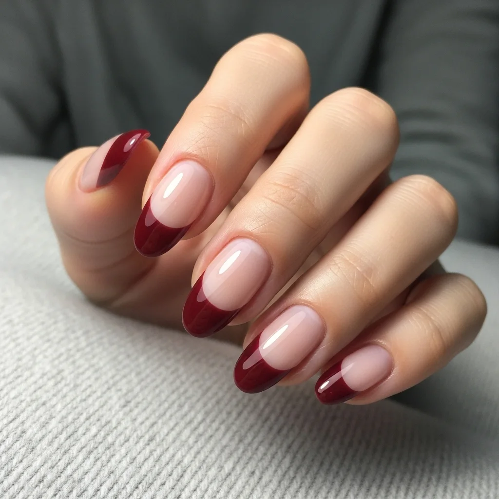 Maroon French Tips