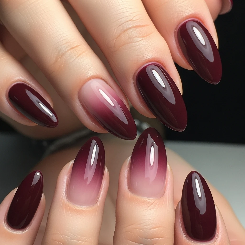 Maroon Ombre Nails
