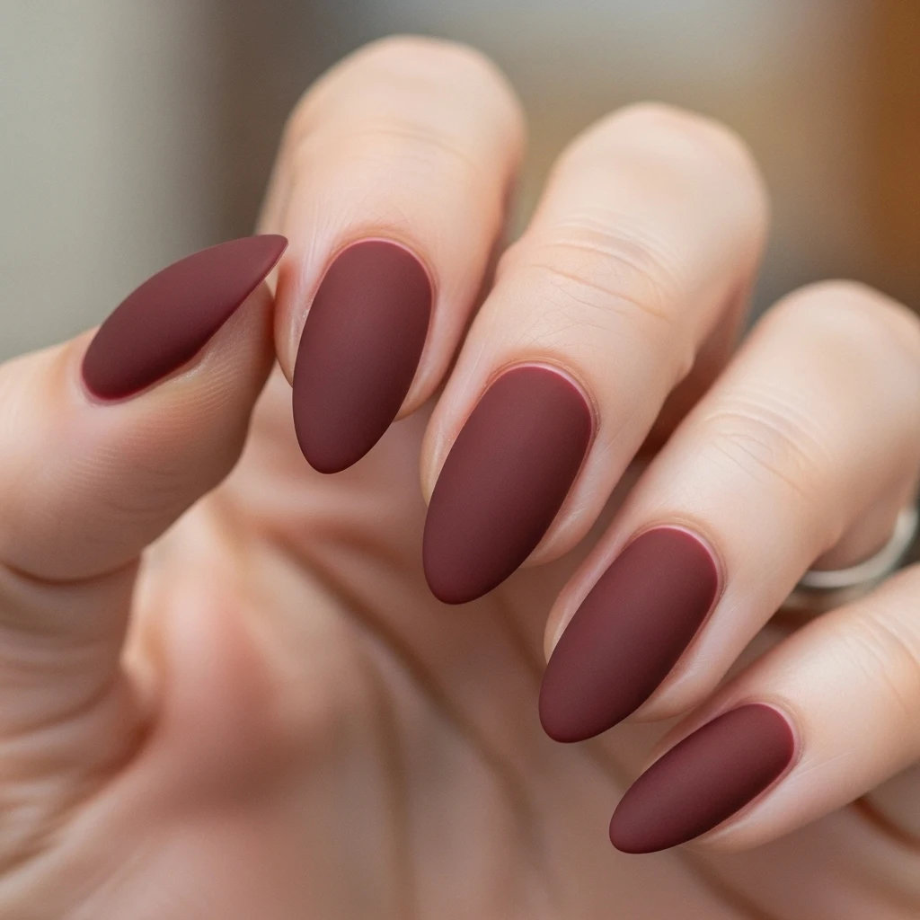 Matte Maroon Nails