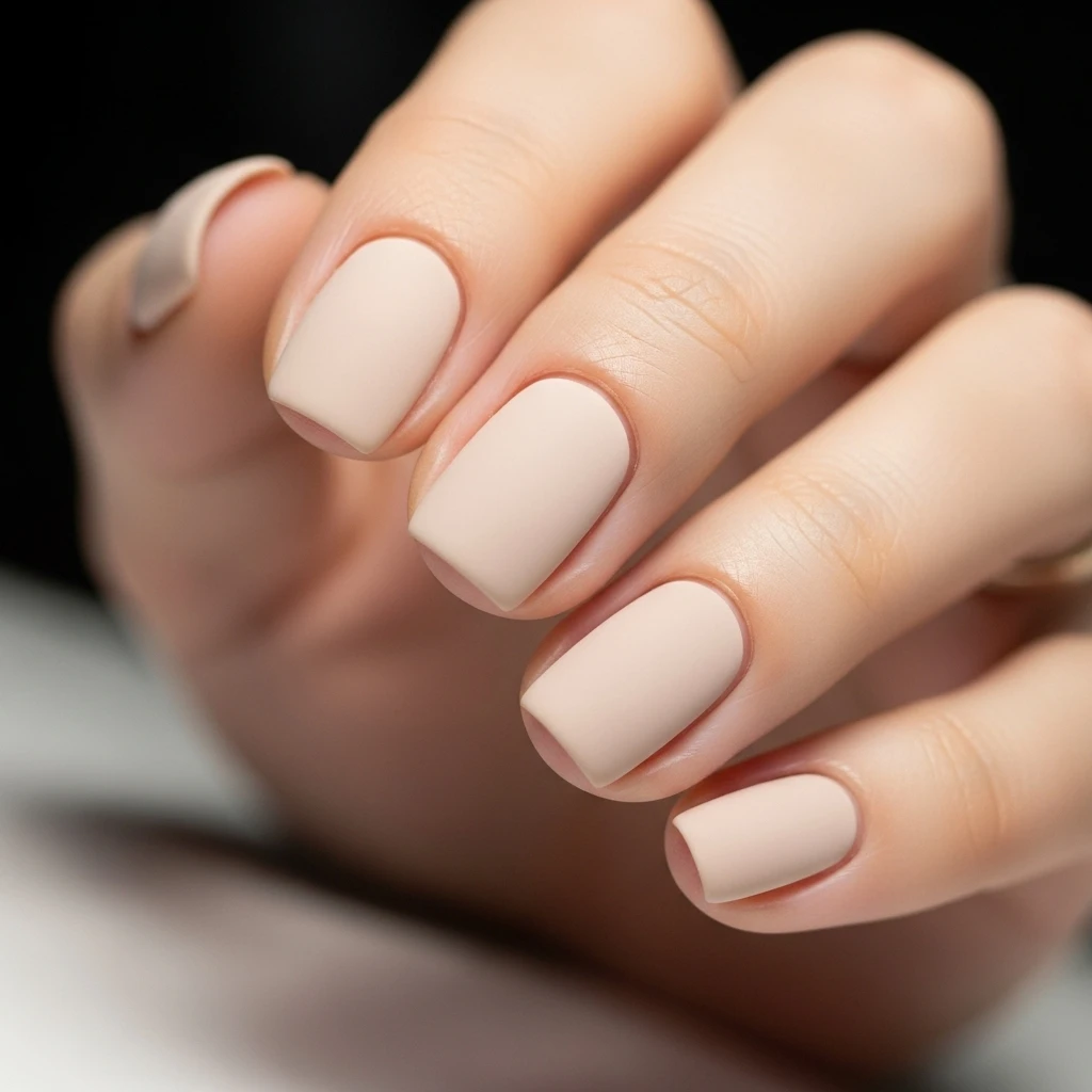 Matte Neutral Nails for a Clean Finish