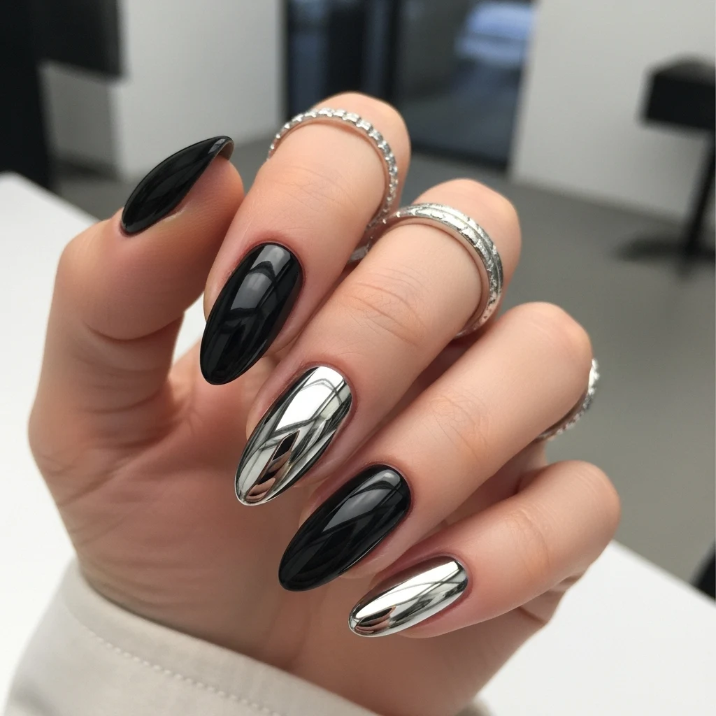 Metallic Accent Nails