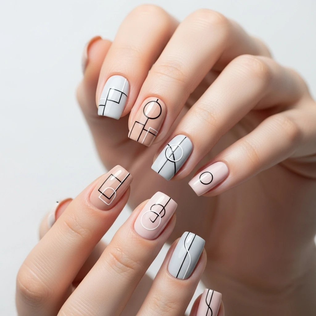 Minimalist Line Art Nails