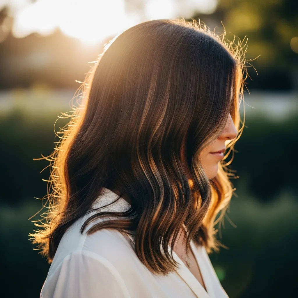 Natural Brunette with Sunlit Ribbons